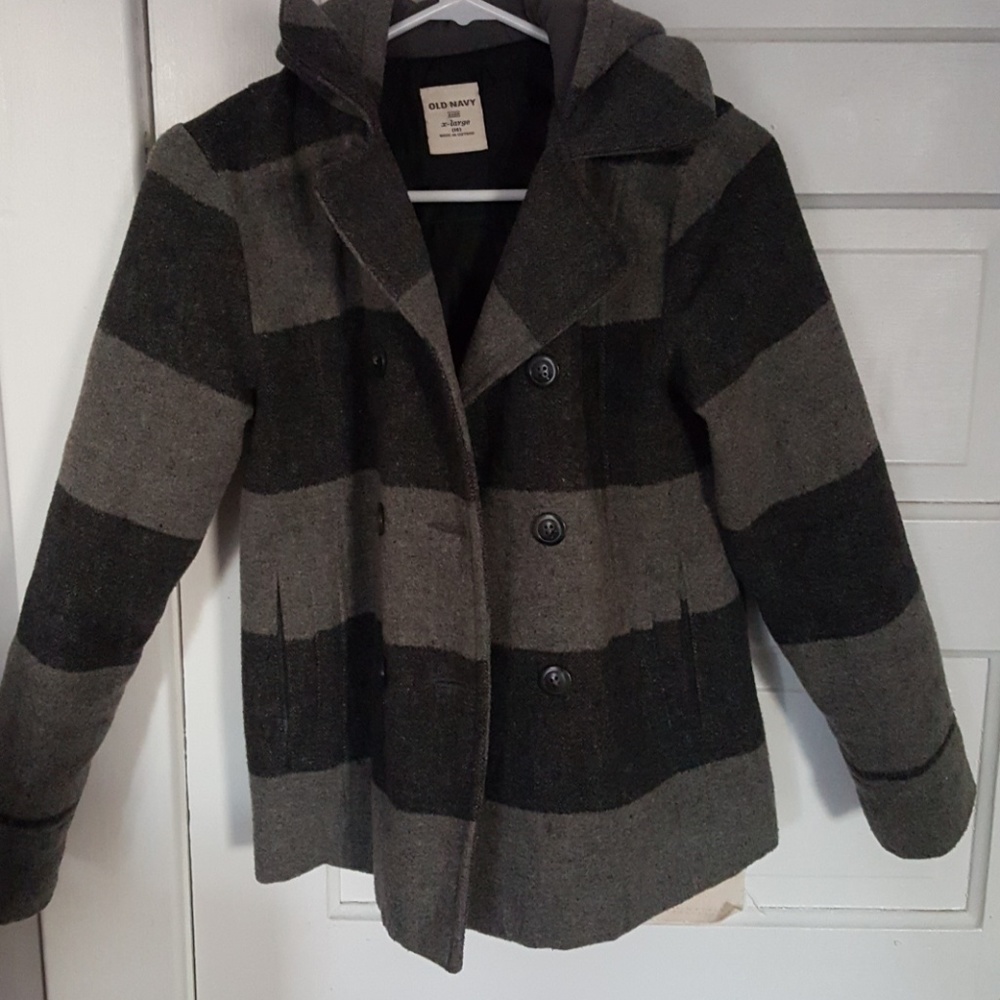 Grey striped wool coat